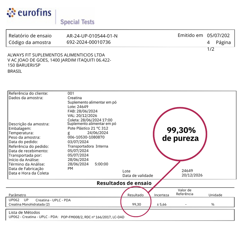 Creatina Monohidratada 100% Pura - 120 Cápsulas