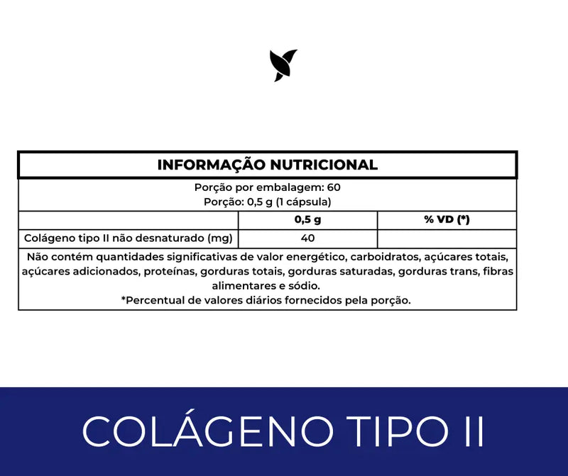 Colágeno Tipo II 40mg Articulações e Cartilagem - 60 cáps.